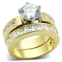 Load image into Gallery viewer, LO2603 - Gold+Rhodium Brass Ring with AAA Grade CZ  in Clear