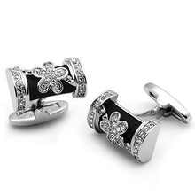 Load image into Gallery viewer, LO2632 - Rhodium Brass Cufflink with Top Grade Crystal  in Clear