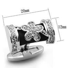 Load image into Gallery viewer, LO2632 - Rhodium Brass Cufflink with Top Grade Crystal  in Clear