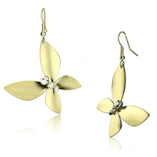 Load image into Gallery viewer, LO2651 - Matte Gold &amp; Gold Iron Earrings with Top Grade Crystal  in Clear