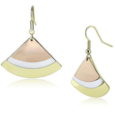 LO2661 - Rhodium + Gold + Rose Gold Iron Earrings with No Stone