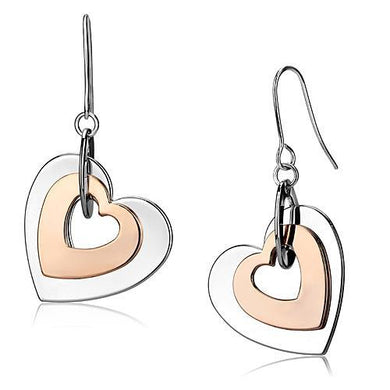 LO2675 - Rose Gold + Rhodium Iron Earrings with No Stone