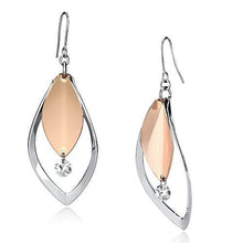 Load image into Gallery viewer, LO2684 - Rose Gold + Rhodium Iron Earrings with AAA Grade CZ  in Clear