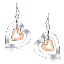 Load image into Gallery viewer, LO2695 - Rose Gold + Rhodium Iron Earrings with Top Grade Crystal  in Clear
