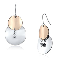 Load image into Gallery viewer, LO2697 - Rose Gold + Rhodium Iron Earrings with Top Grade Crystal  in Clear