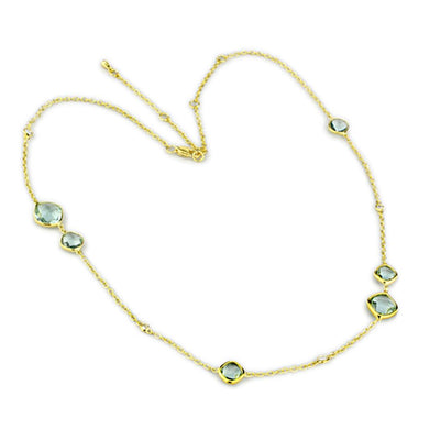 LO2703 - Gold Brass Necklace with Synthetic Synthetic Glass in Emerald