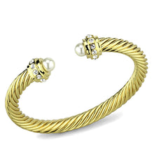 Load image into Gallery viewer, LO2727 - Gold Brass Bangle with Synthetic Pearl in White