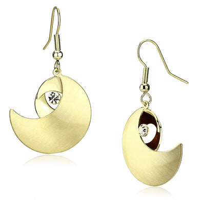 LO2739 - Matte Gold & Gold Iron Earrings with Top Grade Crystal  in Clear