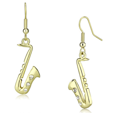 LO2741 - Gold Iron Earrings with Top Grade Crystal  in Clear