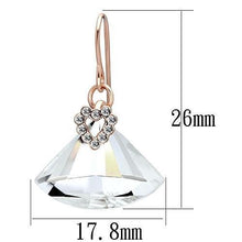 Load image into Gallery viewer, LO2755 - Rose Gold Iron Earrings with Top Grade Crystal  in Clear