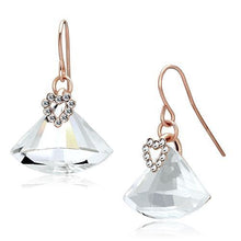 Load image into Gallery viewer, LO2755 - Rose Gold Iron Earrings with Top Grade Crystal  in Clear