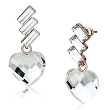Load image into Gallery viewer, LO2756 - Rose Gold Iron Earrings with Top Grade Crystal  in Clear