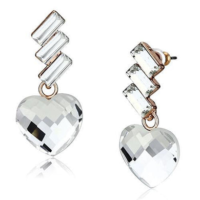 LO2756 - Rose Gold Iron Earrings with Top Grade Crystal  in Clear