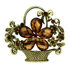 Load image into Gallery viewer, LO2760 - Antique Copper White Metal Brooches with Synthetic Acrylic in Smoked Quartz