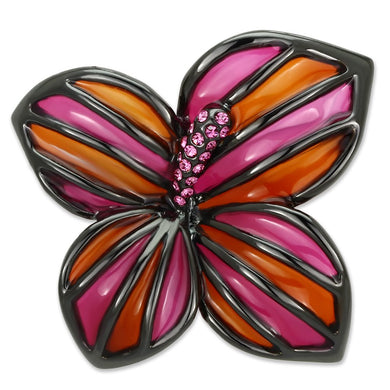 LO2766 - Ruthenium White Metal Brooches with Top Grade Crystal  in Rose