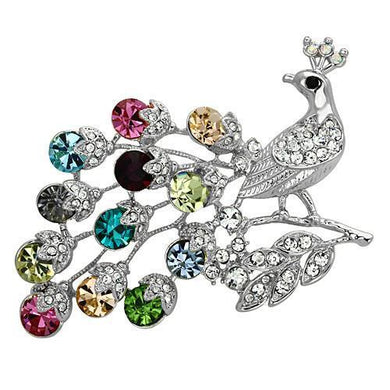 LO2769 - Imitation Rhodium White Metal Brooches with Top Grade Crystal  in Multi Color