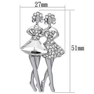 LO2775 - Imitation Rhodium White Metal Brooches with Synthetic Synthetic Glass in Clear