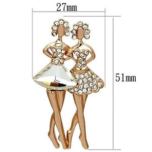 LO2776 - Flash Rose Gold White Metal Brooches with Synthetic Synthetic Glass in Clear