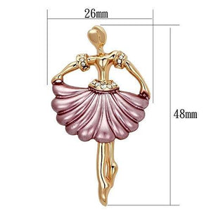 LO2780 - Flash Rose Gold White Metal Brooches with Top Grade Crystal  in Clear
