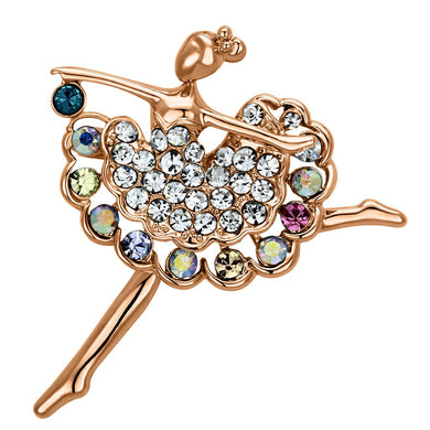 LO2781 - Imitation Rhodium White Metal Brooches with Top Grade Crystal  in Multi Color