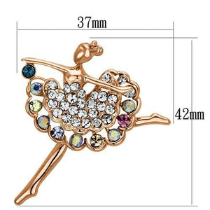 LO2782 - Flash Rose Gold White Metal Brooches with Top Grade Crystal  in Multi Color