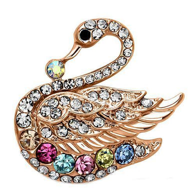 LO2789 - Flash Rose Gold White Metal Brooches with Top Grade Crystal  in Multi Color