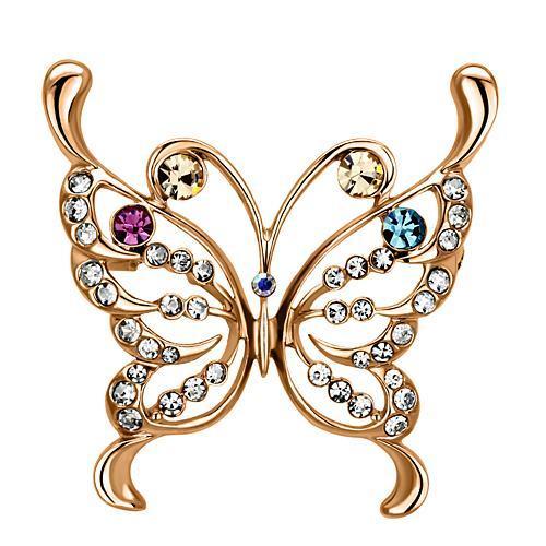 LO2794 - Flash Rose Gold White Metal Brooches with Top Grade Crystal  in Multi Color