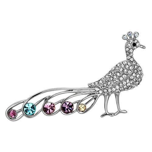 LO2797 - Imitation Rhodium White Metal Brooches with Top Grade Crystal  in Multi Color