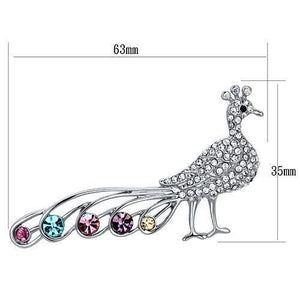 LO2797 - Imitation Rhodium White Metal Brooches with Top Grade Crystal  in Multi Color