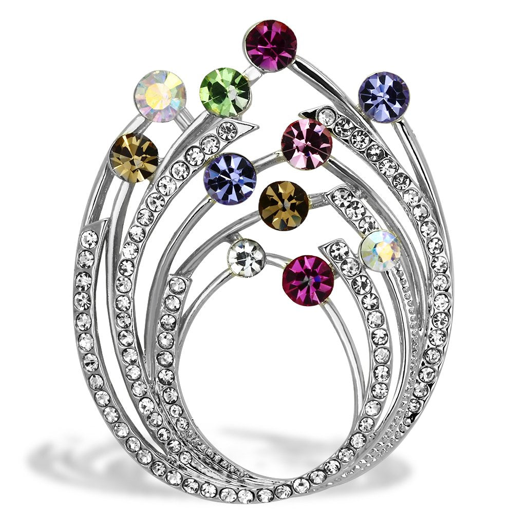 LO2811 - Imitation Rhodium White Metal Brooches with Top Grade Crystal  in Multi Color