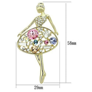 LO2817 - Flash Gold White Metal Brooches with Top Grade Crystal  in Multi Color