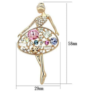 LO2818 - Flash Rose Gold White Metal Brooches with Top Grade Crystal  in Multi Color