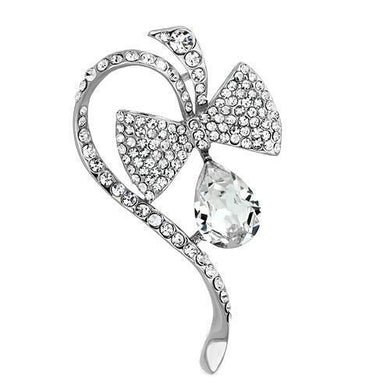 LO2831 - Imitation Rhodium White Metal Brooches with Synthetic Synthetic Glass in Clear