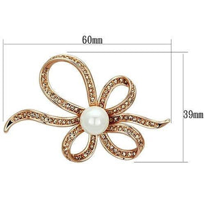 LO2841 - Flash Rose Gold White Metal Brooches with Synthetic Pearl in White