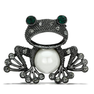 LO2845 - Ruthenium White Metal Brooches with Synthetic Pearl in White