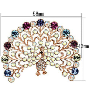 LO2849 - Flash Rose Gold White Metal Brooches with Top Grade Crystal  in Multi Color
