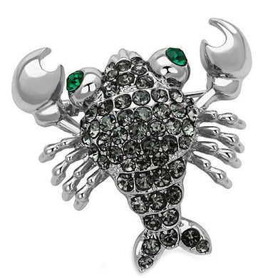LO2850 - Imitation Rhodium White Metal Brooches with Top Grade Crystal  in Emerald