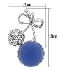 Load image into Gallery viewer, LO2856 - Imitation Rhodium White Metal Brooches with Synthetic Synthetic Stone in Capri Blue