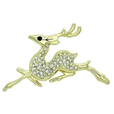 LO2859 - Flash Gold White Metal Brooches with Top Grade Crystal  in Multi Color