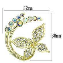 Load image into Gallery viewer, LO2861 - Flash Gold White Metal Brooches with Top Grade Crystal  in Aurora Borealis (Rainbow Effect)