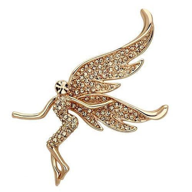 LO2863 - Flash Rose Gold White Metal Brooches with Top Grade Crystal  in Champagne