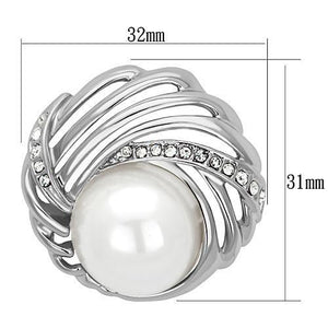 LO2866 - Imitation Rhodium White Metal Brooches with Synthetic Pearl in White