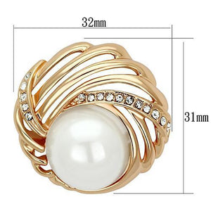 LO2867 - Flash Rose Gold White Metal Brooches with Synthetic Pearl in White