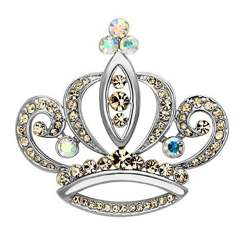 LO2870 - Imitation Rhodium White Metal Brooches with Top Grade Crystal  in Multi Color