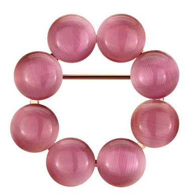 LO2887 - Flash Rose Gold White Metal Brooches with Synthetic Cat Eye in Rose