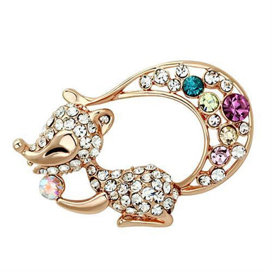 LO2889 - Flash Rose Gold White Metal Brooches with Top Grade Crystal  in Multi Color