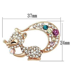 LO2889 - Flash Rose Gold White Metal Brooches with Top Grade Crystal  in Multi Color