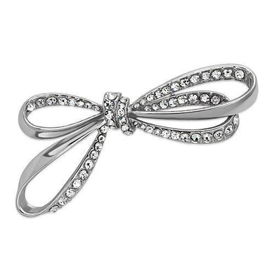 LO2890 - Imitation Rhodium White Metal Brooches with Top Grade Crystal  in Clear