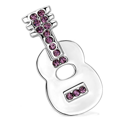 LO2894 - Imitation Rhodium White Metal Brooches with Top Grade Crystal  in Light Amethyst