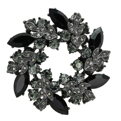 LO2917 - Ruthenium White Metal Brooches with Top Grade Crystal  in Jet